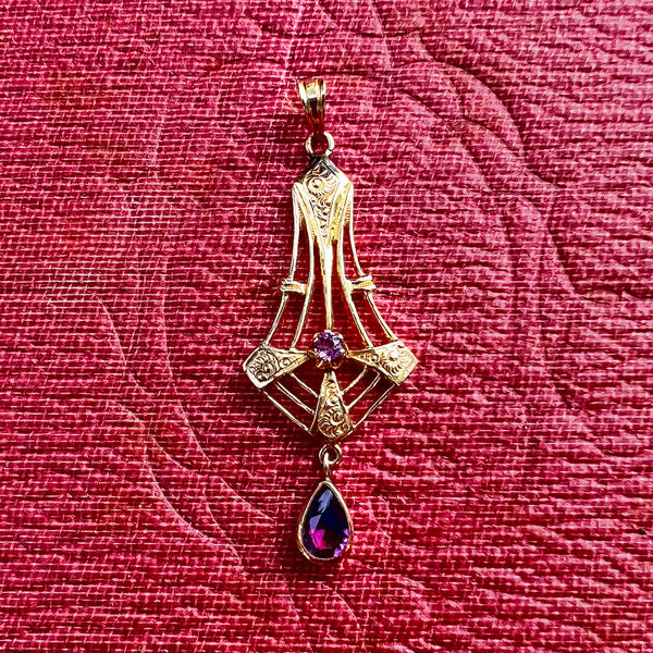 Vintage Amethyst Lavalier Pendant sold by Doyle and Doyle an antique and vintage jewelry boutique