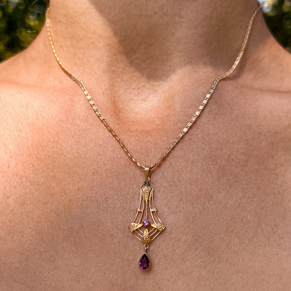 Vintage Amethyst Lavalier Pendant sold by Doyle and Doyle an antique and vintage jewelry boutique