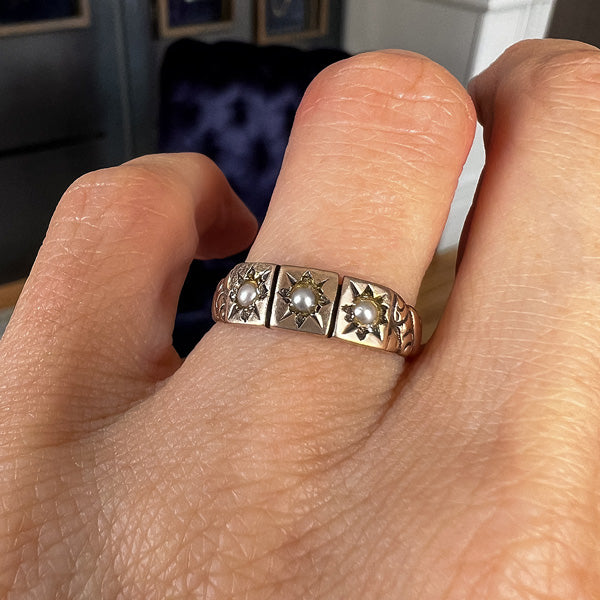 Victorian Pearl Ring sold by Doyle and Doyle an antique and vintage jewelry boutique