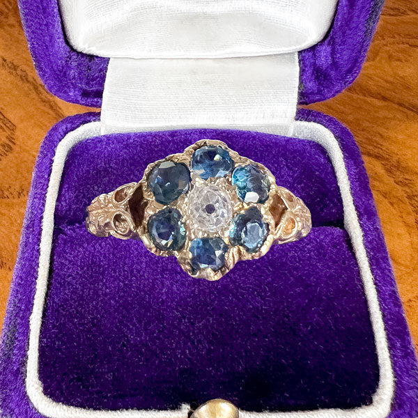 Victorian Diamond & Sapphire Ring sold by Doyle and Doyle an antique and vintage jewelry boutique
