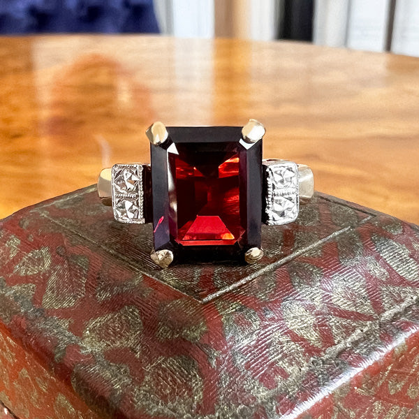 Retro Garnet Ring sold by Doyle and Doyle an antique and vintage jewelry boutique