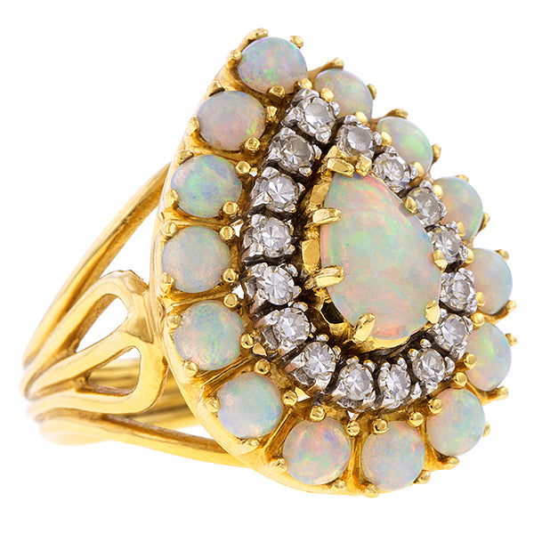 Vintage Opal & Diamond Ring sold by Doyle and Doyle an antique and vintage jewelry boutique