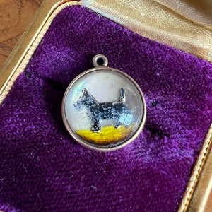 Reverse Painted Glass Scottie Dog Pendant