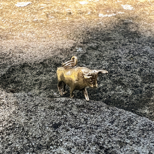 Vintage Gold Bull Charm, from Doyle & Doyle antique and vintage jewelry boutique