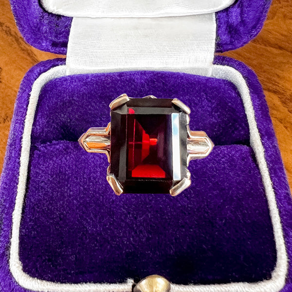 Vintage Garnet Ring sold by Doyle and Doyle an antique and vintage jewelry boutique