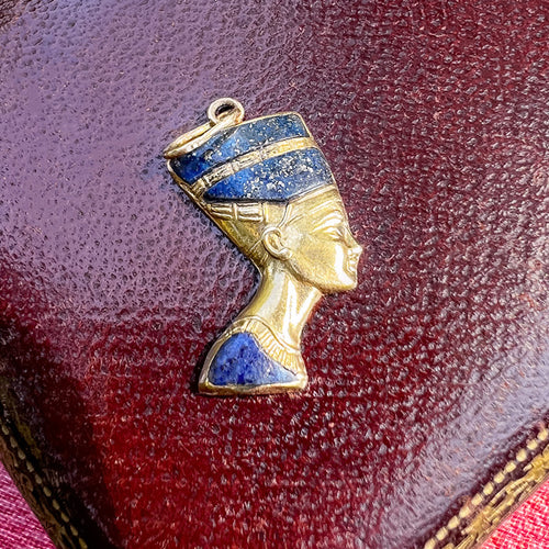 Antique Egyptian Revival Pendant Charm with lapis, sold by Doyle & Doyle an antique and vintage jewelry boutique