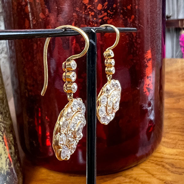 Vintage Rose Cut Diamond Drop Earrings sold by Doyle and Doyle an antique and vintage jewelry boutique