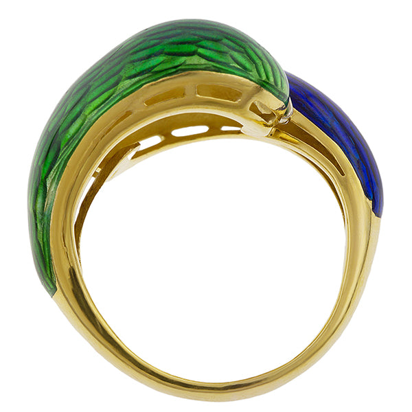 Vintage Enamel & Diamond Ring sold by Doyle and Doyle an antique and vintage jewelry boutique