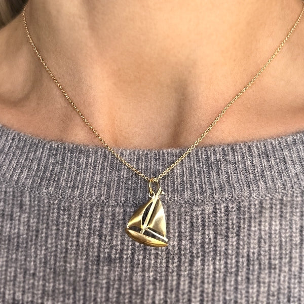 Vintage Sailboat Pendant sold by Doyle and Doyle an antique and vintage jewelry boutique