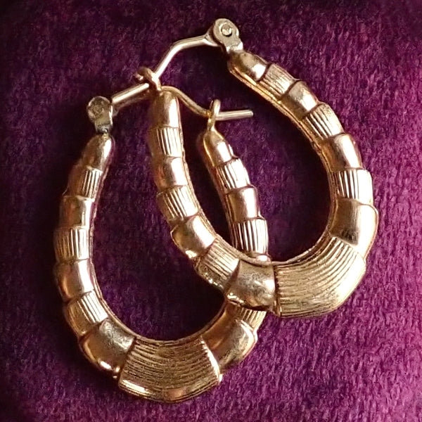 Antique Gold Ridged Hoop Earrings, from Doyle & Doyle antique and vintage jewelry boutique