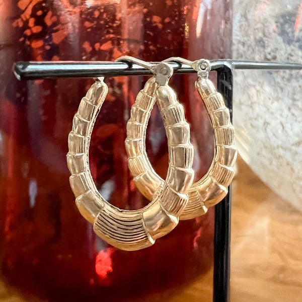 Antique Gold Ridged Hoop Earrings, from Doyle & Doyle antique and vintage jewelry boutique