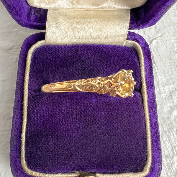 Vintage Solitaire Citrine Ring sold by Doyle and Doyle an antique and vintage jewelry boutique