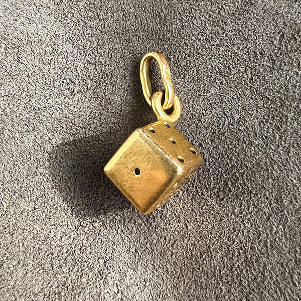 Vintage Die Charm sold by Doyle and Doyle an antique and vintage jewelry boutique