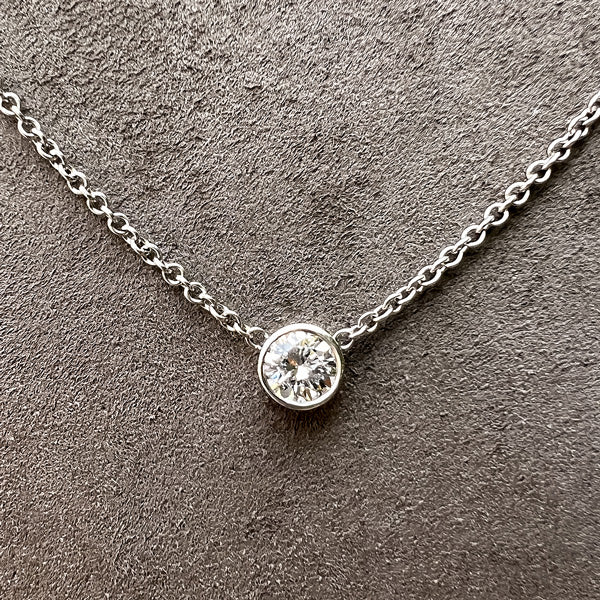 Vintage Bezel Set Diamond Necklace sold by Doyle and Doyle an antique and vintage jewelry boutique