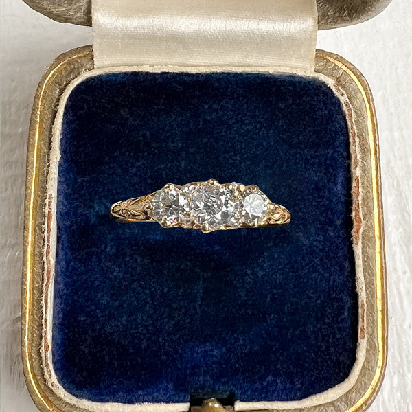 Antique Diamond Three Stone Ring sold by Doyle and Doyle an antique and vintage jewelry boutique