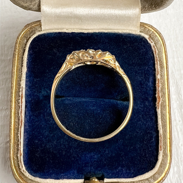 Antique Diamond Three Stone Ring sold by Doyle and Doyle an antique and vintage jewelry boutique