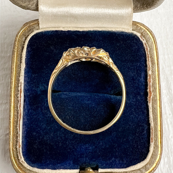 Antique Diamond Three Stone Ring sold by Doyle and Doyle an antique and vintage jewelry boutique