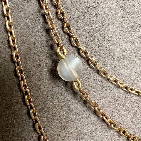 Victorian Moonstone Bead Guard Chain sold by Doyle and Doyle an antique and vintage jewelry boutique