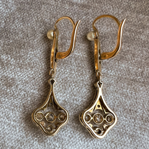 Art Deco Diamond Drop Earrings sold by Doyle and Doyle an antique and vintage jewelry boutique