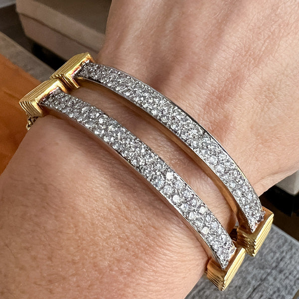 Pair of Vintage Diamond Bangle Bracelet sold by Doyle and Doyle an antique and vintage jewelry boutique