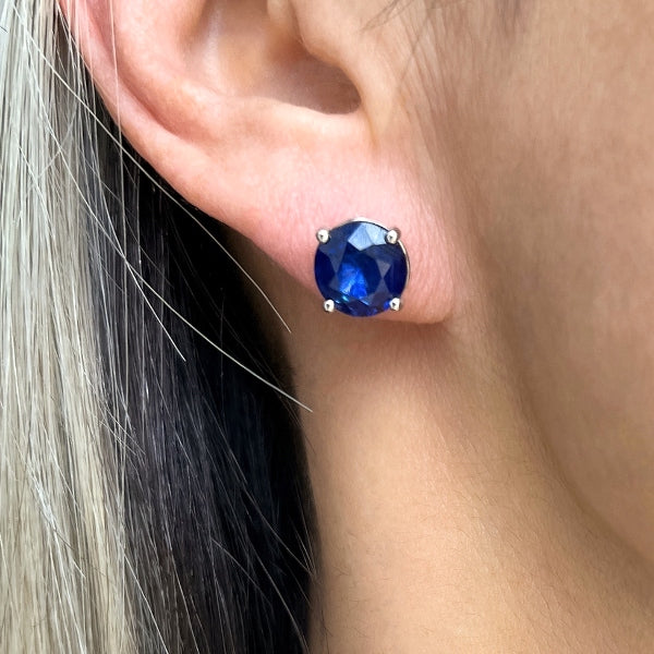 Estate Tiffany & Co. Blue Sapphire Stud Earrings, from Doyle & Doyle antique and vintage jewelry boutique