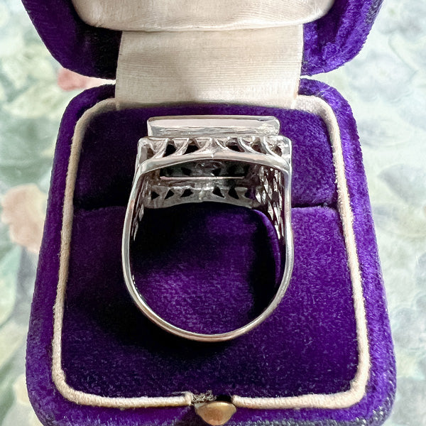 Vintage Diamond & Onyx Filigree Ring sold by Doyle and Doyle an antique and vintage jewelry boutique