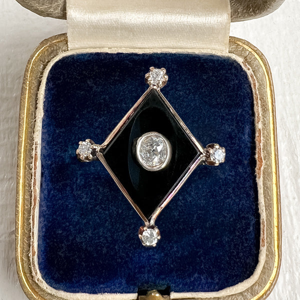 Vintage Diamond & Onyx Ring sold by Doyle and Doyle an antique and vintage jewelry boutique