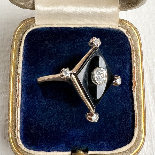 Vintage Diamond & Onyx Ring sold by Doyle and Doyle an antique and vintage jewelry boutique