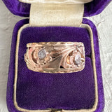Vintage Patterned Diamond Wedding Band sold by Doyle and Doyle an antique and vintage jewelry boutique