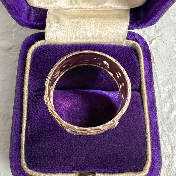 Vintage Patterned Diamond Wedding Band sold by Doyle and Doyle an antique and vintage jewelry boutique