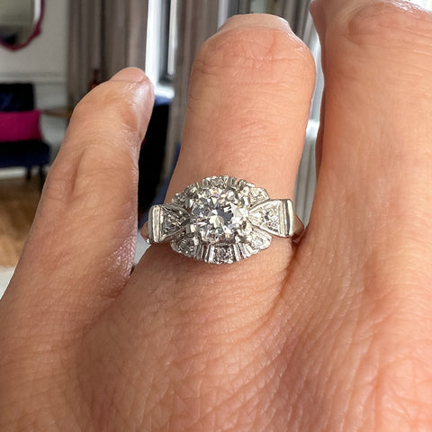 Art Deco Diamond Engagement Ring, 0.51ct. sold by Doyle and Doyle an antique and vintage jewelry boutique