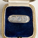 Vintage Filigree Diamond Three Stone Engagement Ring, TRB 0.15ct sold by Doyle and Doyle an antique and vintage jewelry boutique