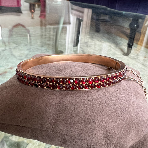 Antique Bohemian Garnet Bangle Bracelet, from Doyle & Doyle antique and vintage jewelry boutique