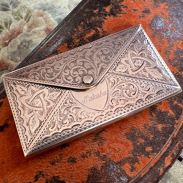 Antique Hand Engraved Card Case sold by Doyle and Doyle an antique and vintage jewelry boutique