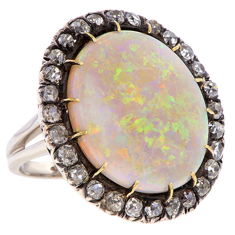 Antique Opal & Diamond Convertible Ring / Pendant sold by Doyle and Doyle an antique and vintage jewelry boutique