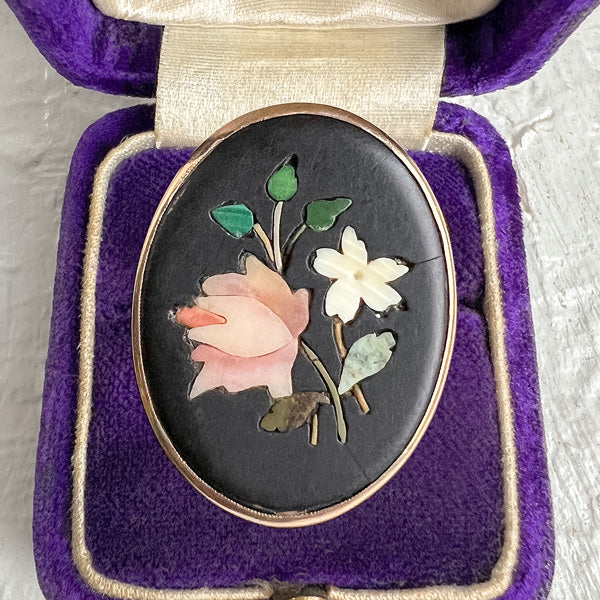 Vintage Pietra Dura Ring sold by Doyle and Doyle an antique and vintage jewelry boutique