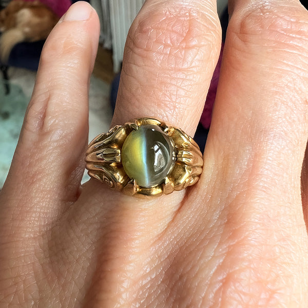 Vintage Cat's Eye Ring sold by Doyle and Doyle an antique and vintage jewelry boutique