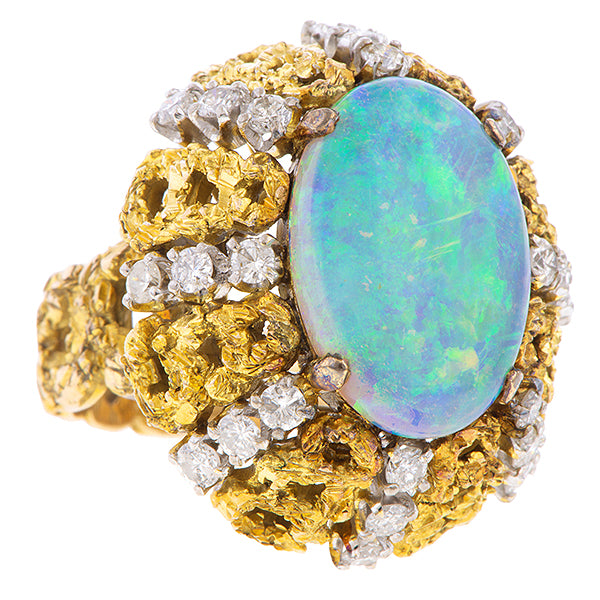 Vintage Opal & Diamond Ring sold by Doyle and Doyle an antique and vintage jewelry boutique