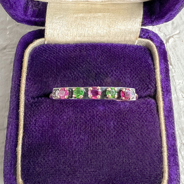 Antique French Ruby, Demantoid & Diamond Band Ring sold by Doyle and Doyle an antique and vintage jewelry boutique