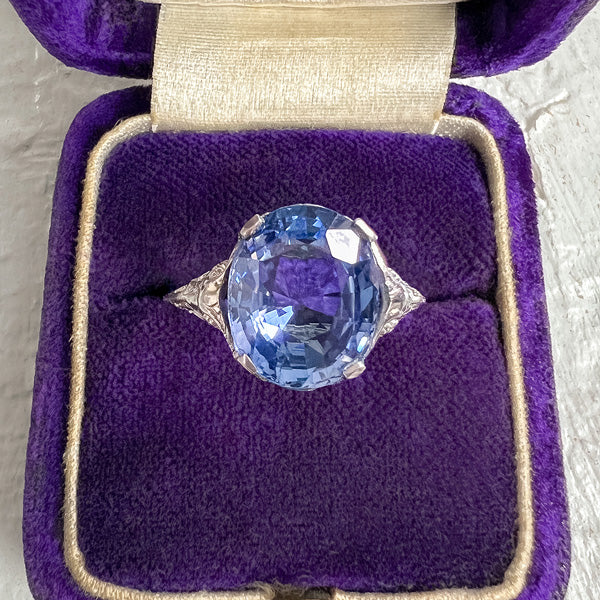 Vintage Oval Sapphire Filigree Ring sold by Doyle and Doyle an antique and vintage jewelry boutique