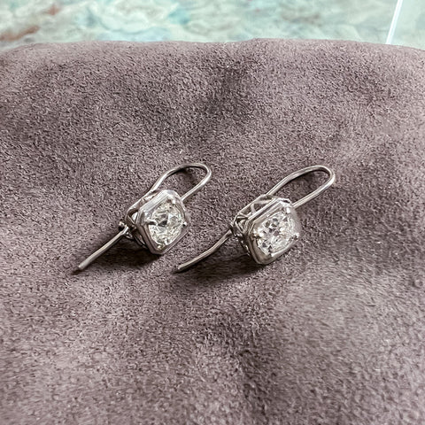 Estate Old Mine Cut Diamond Drop Earrings sold by Doyle and Doyle an antique and vintage jewelry boutique