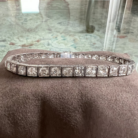 Art Deco Diamond Straightline Bracelet sold by Doyle and Doyle an antique and vintage jewelry boutique