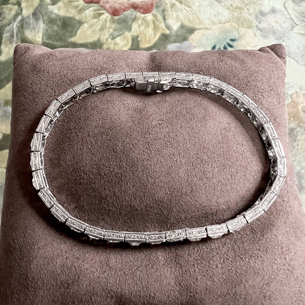 Art Deco Diamond Straightline Bracelet sold by Doyle and Doyle an antique and vintage jewelry boutique