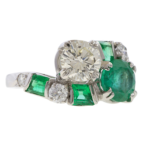 Vintage Emerald & Diamond Bypass Ringsold by Doyle and Doyle an antique and vintage jewelry boutique