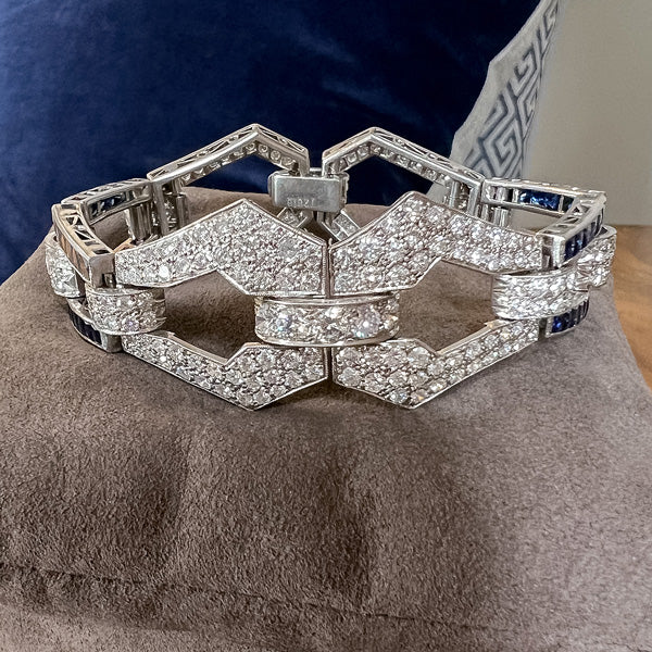 Art Deco Sapphire & Diamond Bracelet sold by Doyle and Doyle an antique and vintage jewelry boutique