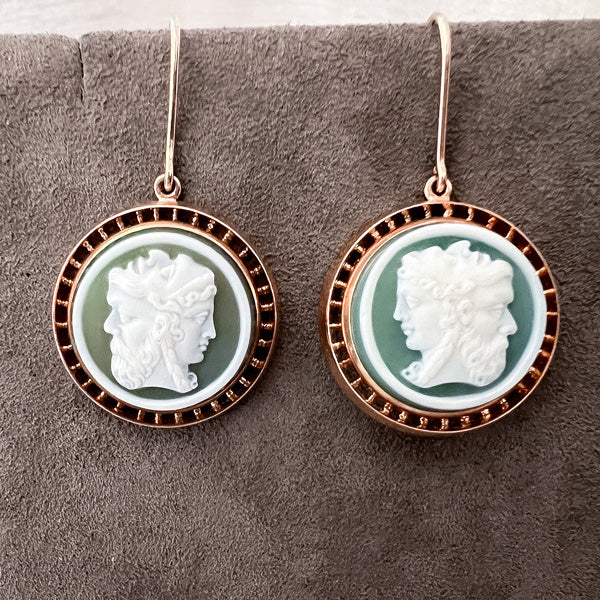 Antique Gryllus Cameo Earrings sold by Doyle and Doyle an antique and vintage jewelry boutique
