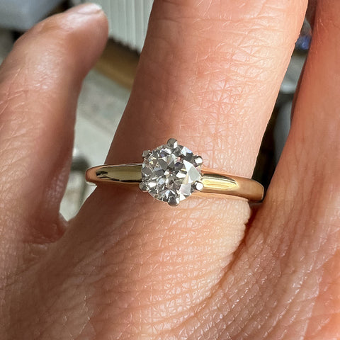 Vintage Solitaire Diamond Engagement Ring, RBC 0.46ct. sold by Doyle and Doyle an antique and vintage jewelry boutique
