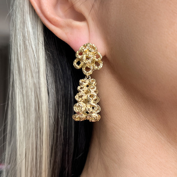 Vintage Day/ Night Gold Drop Earrings sold by Doyle and Doyle an antique and vintage jewelry boutique