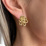 Vintage Day/ Night Gold Drop Earrings sold by Doyle and Doyle an antique and vintage jewelry boutique