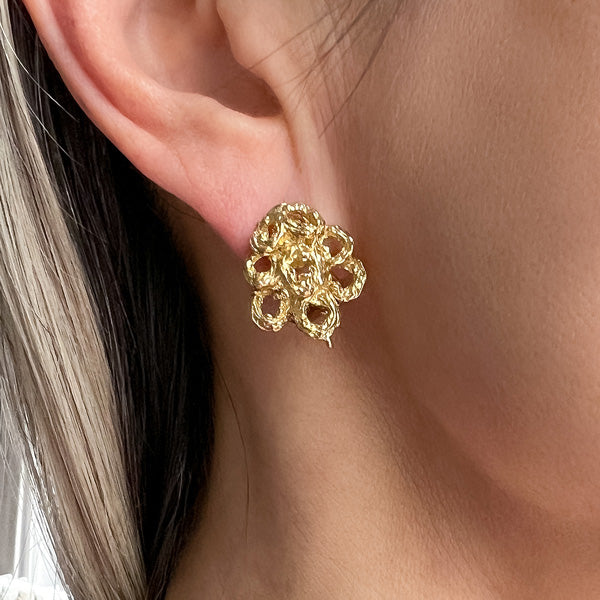 Vintage Day/ Night Gold Drop Earrings sold by Doyle and Doyle an antique and vintage jewelry boutique
